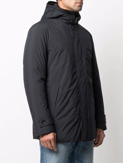 Shop Moorer Hooded Padded Coat In Blue