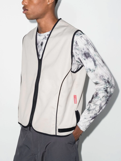 Gr10k Neutral Klopman Pointer Zipped Vest In Neutrals