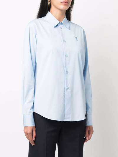 Shop Ami Alexandre Mattiussi Ami De Coeur Cotton Shirt In Blue