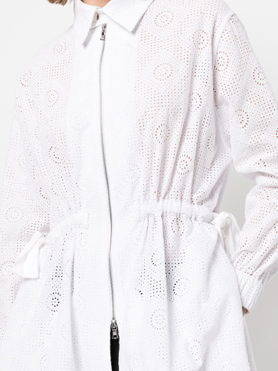 Shop Adam Lippes Broderie-anglaise Zip-up Jacket In White