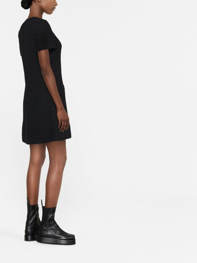 Shop Valentino Short-sleeve Tweed-style Dress In Black