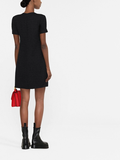 Shop Valentino Short-sleeve Tweed-style Dress In Black