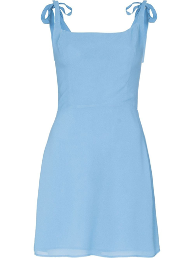 Shop Reformation Annabell Tie-fastening Mini Dress In Blue