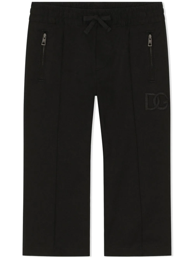 Shop Dolce & Gabbana Logo-patch Gabardine Track Pants In Black