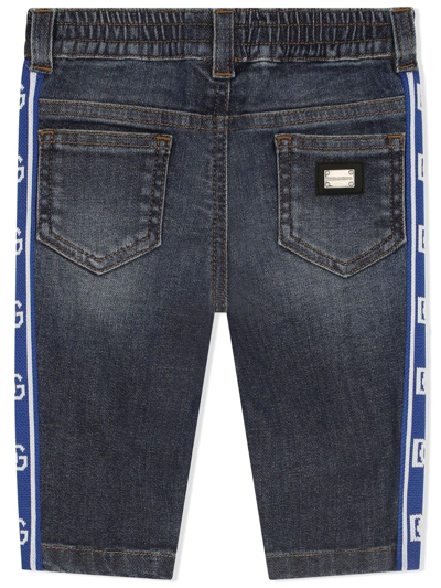 Shop Dolce & Gabbana Logo-trim Drawstring Jeans In Blue