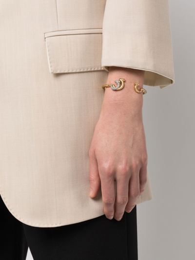 Ferragamo Crystal Gancini Cuff Bracelet In Gold