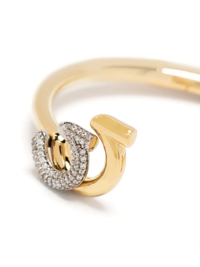 Ferragamo Crystal Gancini Cuff Bracelet In Gold