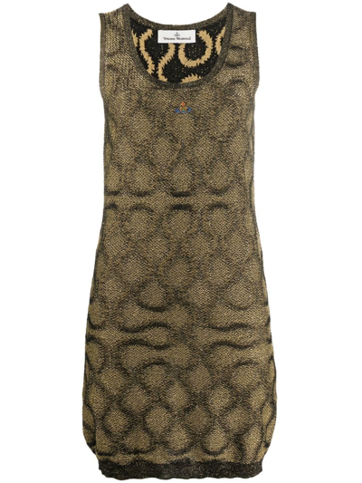 Shop Vivienne Westwood Orb-logo Knitted Dress In Black