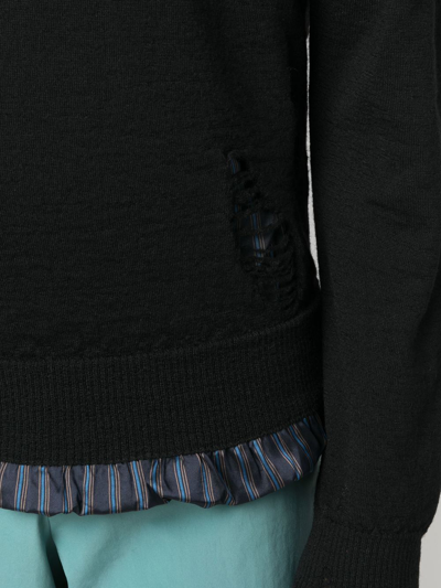 Shop Maison Margiela Distressed Wool Jumper In Black