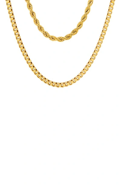 Shop Hmy Jewelry Twist & Box Chain Necklace In Yellow