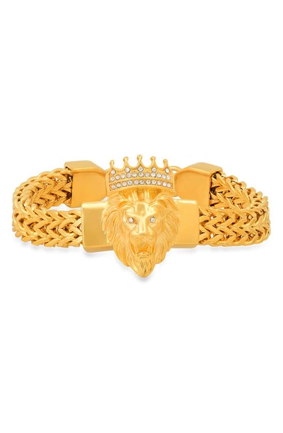 Shop Hmy Jewelry Crystal Lion Bracelet In Yellow