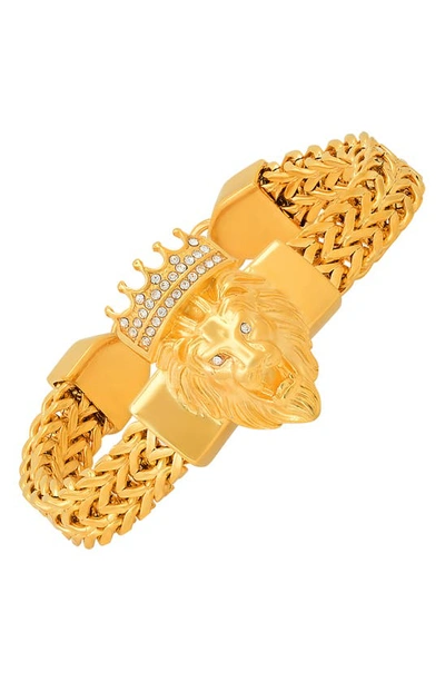 Shop Hmy Jewelry Crystal Lion Bracelet In Yellow