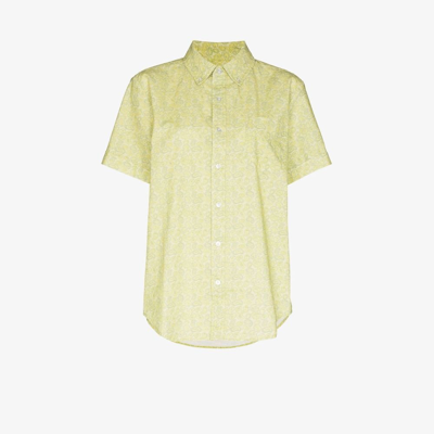 Shop Re/done Green Paisley Print Short Sleeve Shirt In Yellow