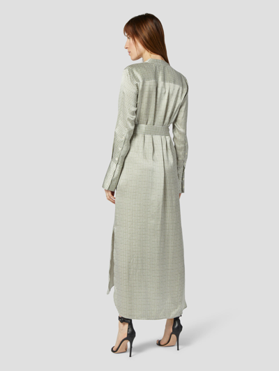 Shop Equipment Connell Silk Satin Maxi Dress In Nature White Multi Hex Stripe