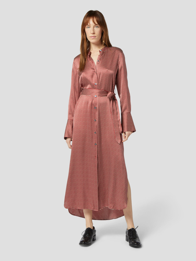 Shop Equipment Connell Silk Satin Maxi Dress In Red Dahlia Multi Hex Stripe