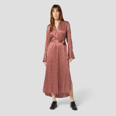 Shop Equipment Connell Silk Satin Maxi Dress In Red Dahlia Multi Hex Stripe