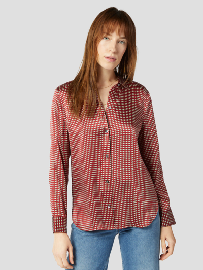 Shop Equipment Leema Silk Satin Shirt In Red Dahlia Multi Hex Stripe