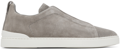 Shop Zegna Gray Triple Stitch Sneakers In Gme Mel Grey
