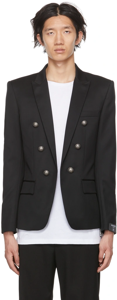 Shop Balmain Black Virgin Wool Blazer In 0pa Noir