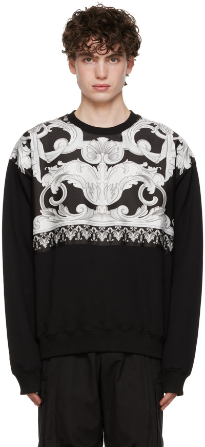 Shop Versace Black Barocco Sweatshirt In 5b040 Nero+bianco