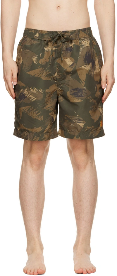Isabel Marant Hydra Abstract Camo Swim Trunks In 67ki Khaki