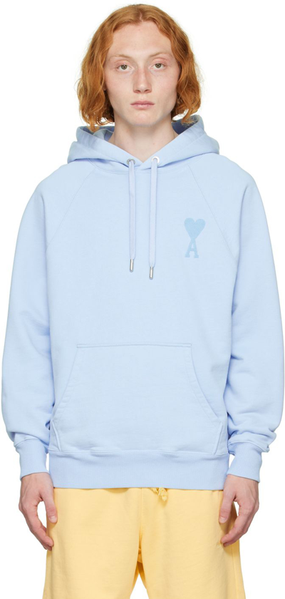 Shop Ami Alexandre Mattiussi Blue Ami De Cœur Hoodie In Skyblue/450