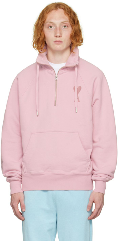 Shop Ami Alexandre Mattiussi Pink Ami De Cœur Sweatshirt In Pale Pink/655