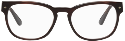 Shop Giorgio Armani Brown Oval Glasses In 5917