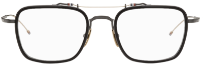 Shop Thom Browne Black Tb816 Glasses In Black - Black Iron -