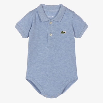 Shop Lacoste Blue Cotton Polo Babysuit