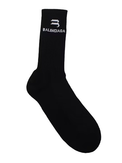 Shop Balenciaga Black Socks With Logo In Nero