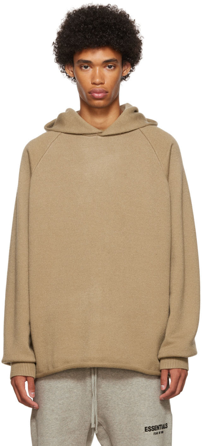 Shop Essentials Tan Polyester Hoodie In Oak