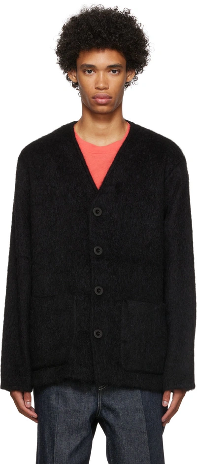 Shop Our Legacy Black Wool Cardigan In Black Mohair