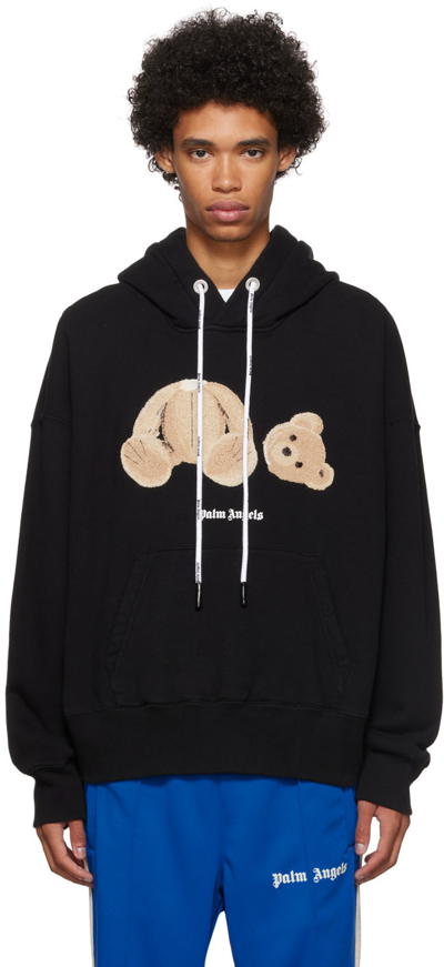 Shop Palm Angels Black Bear Hoodie In Black/brown