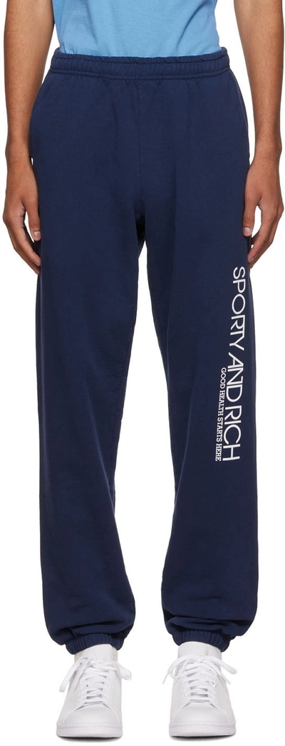 Shop Sporty And Rich Navy Disco Lounge Pants In Navy/white