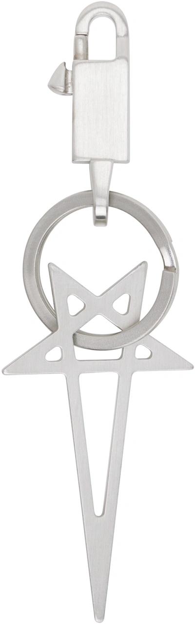 Shop Rick Owens Silver Pentagram Keychain In 128 Palladio