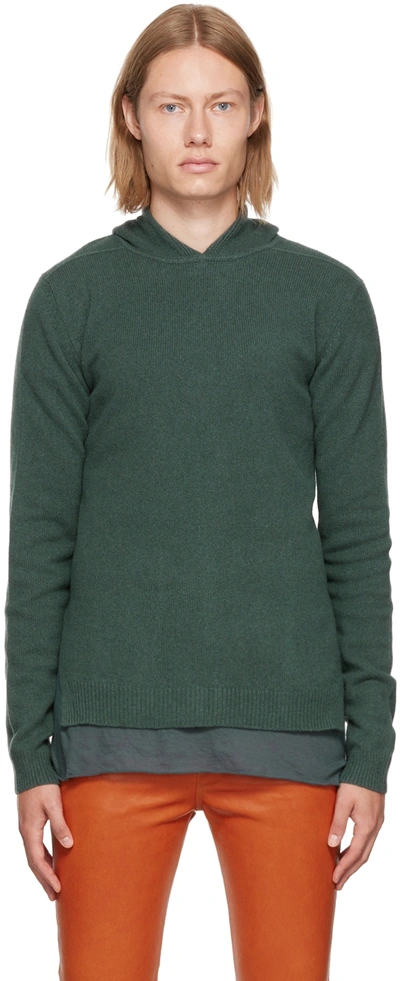 Shop Rick Owens Green Cashmere Hoodie In 65 Teal