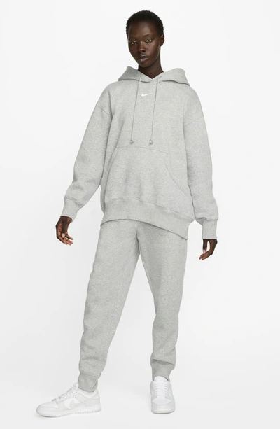 Shop Nike Sportswear Phoenix Oversize Fleece Hoodie In Dk Grey Heather/ Sail