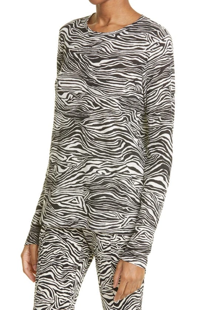 Shop Proenza Schouler Zebra Print Long Sleeve Cotton T-shirt In Ecru/ Black