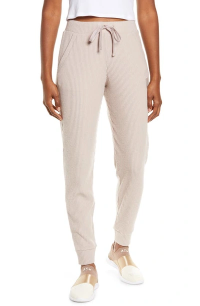 Shop Alo Yoga Muse Ribbed High Waist Sweatpants In Dusty Pink