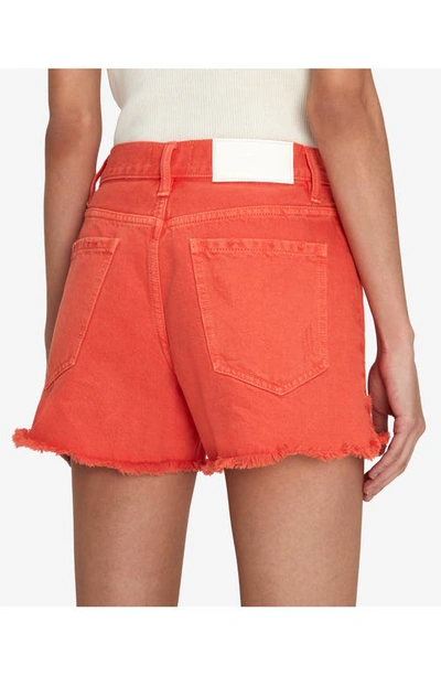 7 For All Mankind Easy Ruby High Waist Relaxed Cutoff Denim Shorts In Tigerlily