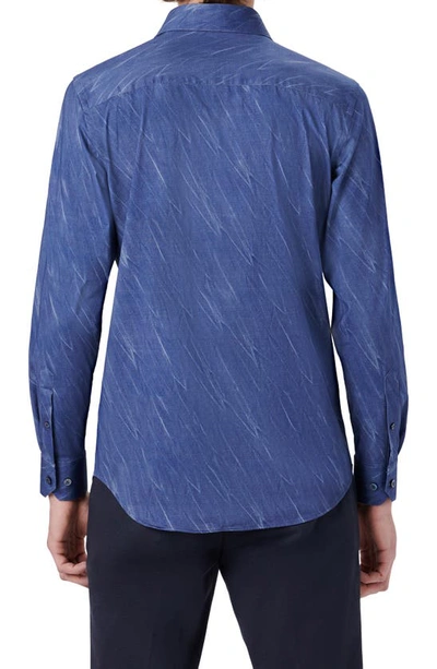 Shop Bugatchi Ooohcotton® Airbrush Print Button-up Shirt In Night Blue