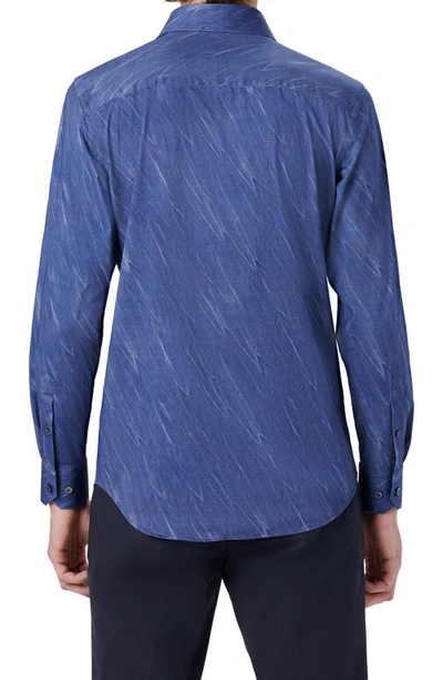 Bugatchi Men's James Ooohcotton Sport Shirt - Textured Airbrush Print In Night Blue