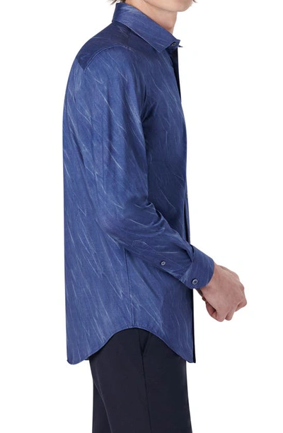 Shop Bugatchi Ooohcotton® Airbrush Print Button-up Shirt In Night Blue