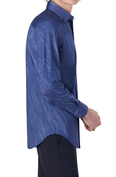 Bugatchi Men's James Ooohcotton Sport Shirt - Textured Airbrush Print In Night Blue
