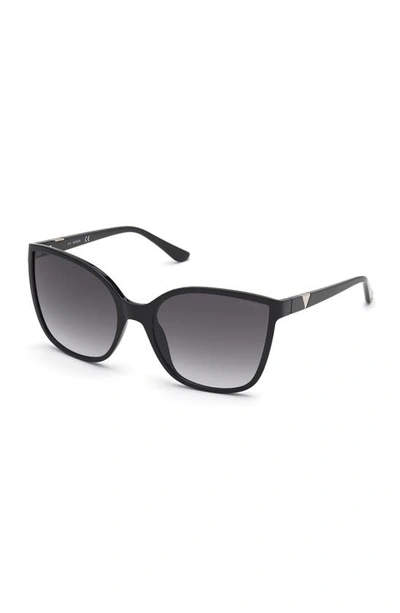 Shop Guess 60mm Square Sunglasses In Shiny Black / Gradient Smoke