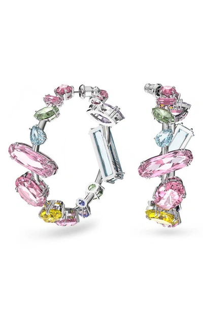 Shop Swarovski Gema Hoop Earrings In Crystal Multi