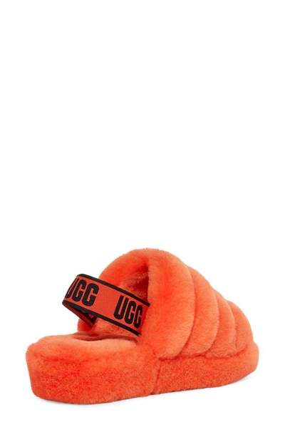 Shop Ugg Fluff Yeah Faux Fur Slingback Sandal In Hazard Orange