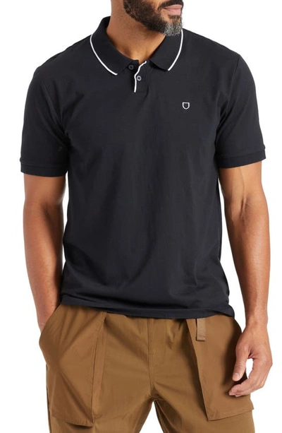 Shop Brixton Pipe Trim Short Sleeve Polo In Black