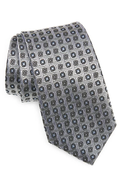 Shop Nordstrom Neat Medallion Silk Tie In Silver